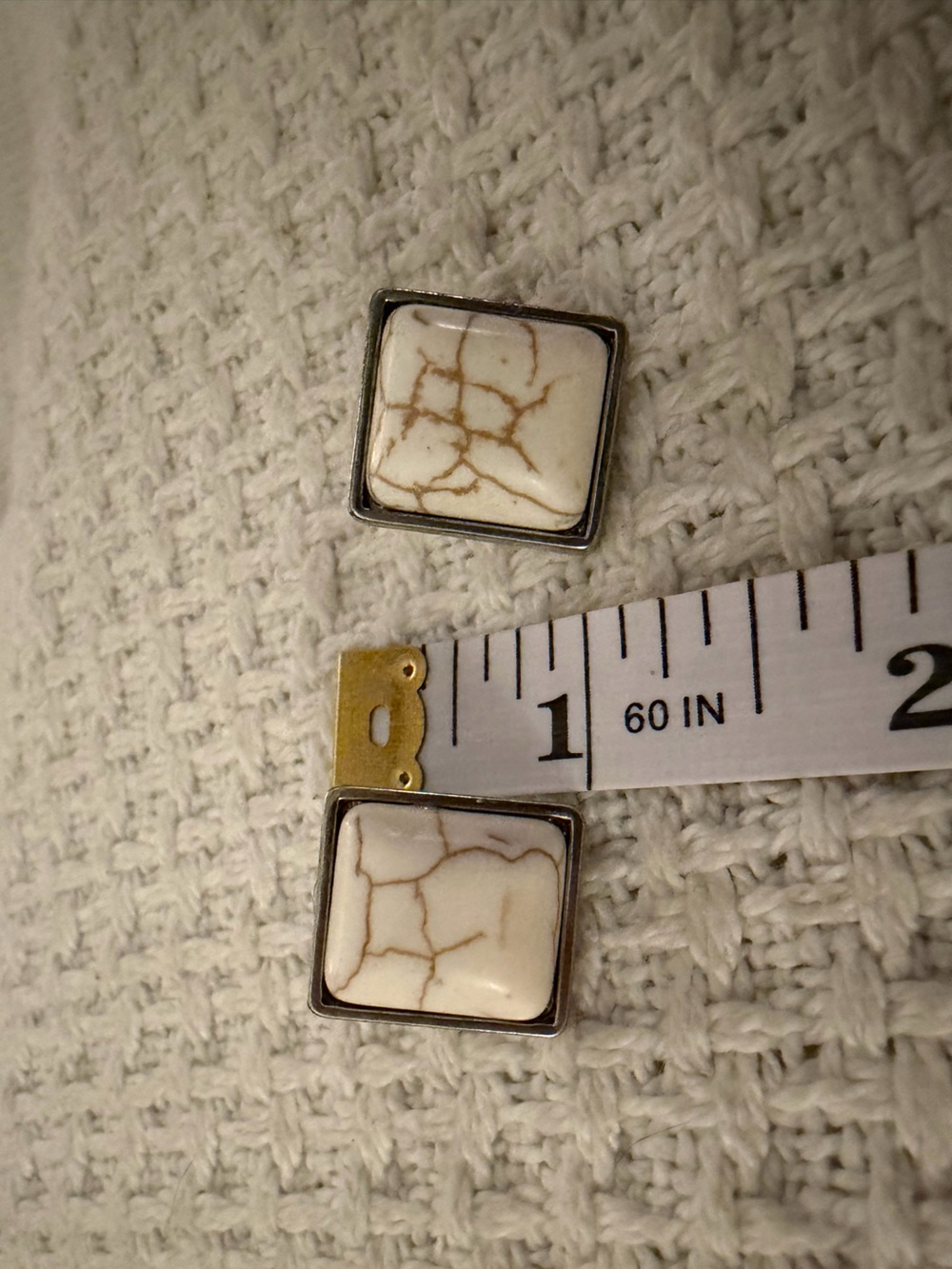 Boutique White Stone Square Stud Earrings